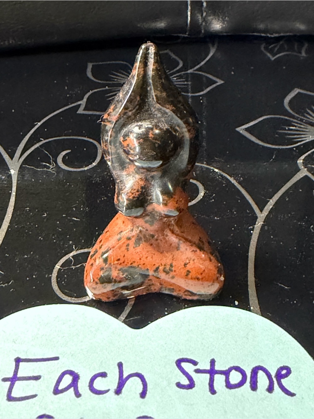 Handcrafted mahogany obsidian Meditating Buddha Accent Statue - Home Accents